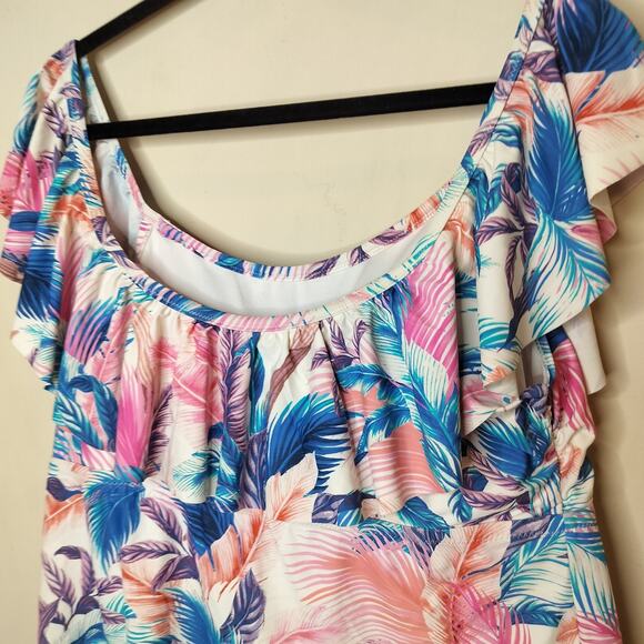 Raisins Curve Tankini Swim Top Floral Ruffled Soft Cup - Picture 8 of 10